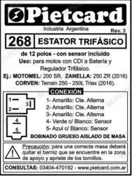 ESTATOR PIETCARD 268 TRIFASICO MOT.SR200/ZAN.250ZR/TRIAX 250 12 POLOS