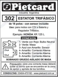 ESTATOR PIETCARD 302 TRIFASICO HONDA XR 125L 18 POLOS