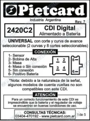 CDI PIETCARD 2420C2 UNIV. A BAT. 12V CONFIGURABLE 8 CORTES/2 CURVAS