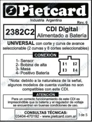 CDI PIETCARD 2382C2 UNIV. A BAT. 12V CONFIGURABLE 8 CORTES/2 CURVAS