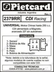 CDI PIETCARD 2379RR RACING UNIV. CHINAS 200CC ALIMENT. A MAGNETO