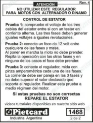 REGULADOR PIETCARD 1468 CTE. CONTINUA 12V TRIFA. 12A BETA ARROW 150