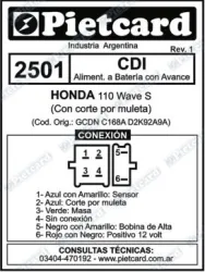 CDI PIETCARD 2501 ALIM. A BAT. C/AVANCE WAVE 110S C/CORTE POR MULETA
