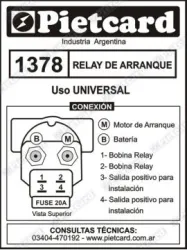RELAY ARRANQUE PIETCARD 1378 UNIVERSAL
