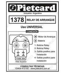 RELAY ARRANQUE PIETCARD 1378 UNIVERSAL