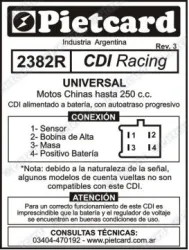 CDI PIETCARD 2382R RACING UNIV. MOTOS CHINAS HASTA 250CC