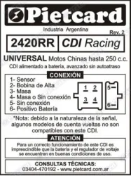 CDI PIETCARD 2420RR RACING UNIV. MOTOS CHINAS HASTA 250CC