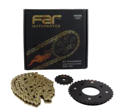 KIT TRANSMISION FAR NEGRA C/CADENA 35/15 DORADA C100 BIZ