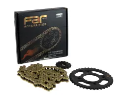 KIT TRANSMISION FAR NEGRA C/CADENA DORADA 38/14 RX 150