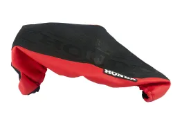 FUNDA ASIENTO LFM CENTAURO TITAN 150 NEGRA BORDE ROJO LOGO HONDA