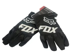 GUANTES FOX MOTOCROSS NEGRO LOGO BLANCO CALIDAD PREMIUM (L)