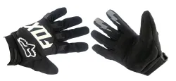 GUANTES FOX MOTOCROSS NEGRO LOGO BLANCO CALIDAD PREMIUM (L)