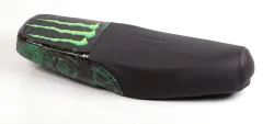FUNDA ASIENTO LFM WAVE S CENTAURO NEGRA BORDE ROJO LOGO HONDA