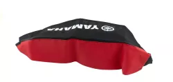 FUNDA ASIENTO LFM YBR 125 CENTAURO NEGRA BORDE ROJO LOGO YAMAHA