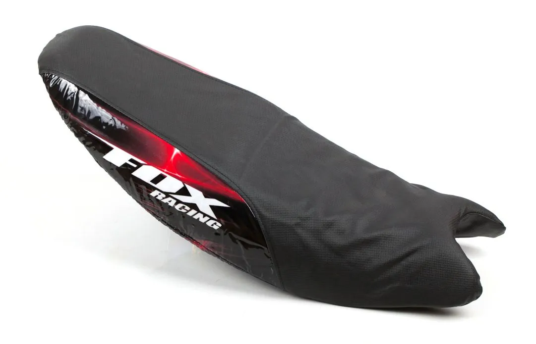 FUNDA ASIENTO LFM TORNADO CENTAURO NEGRA BORDE ROJO LOGO HONDA
