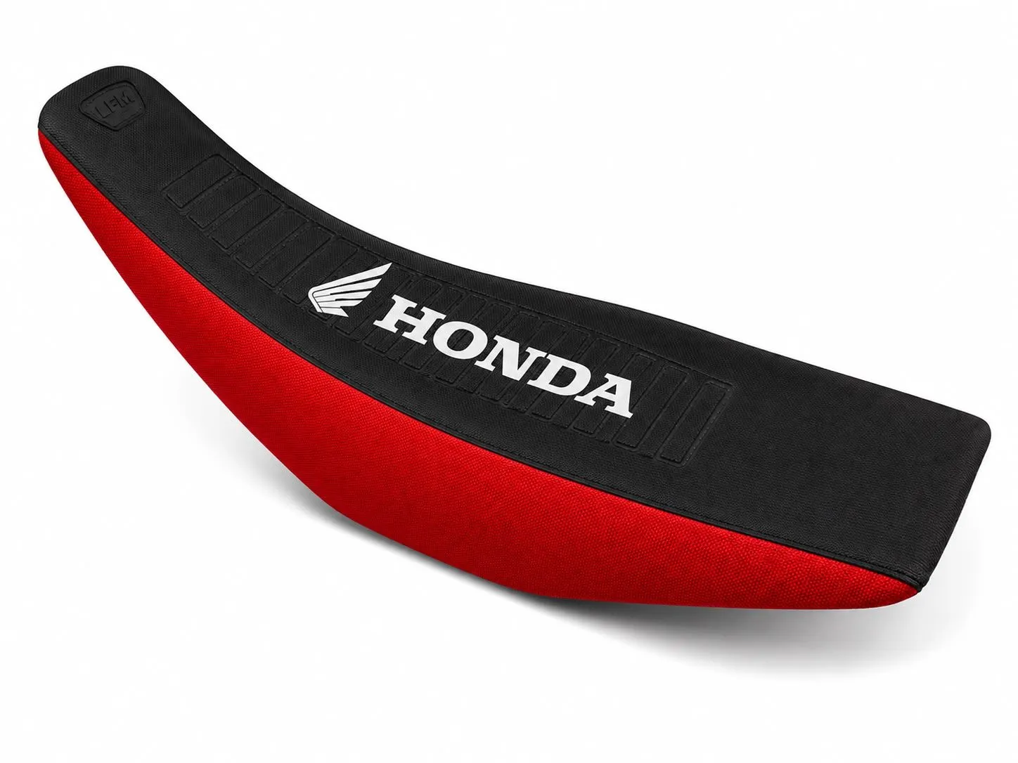 FUNDA ASIENTO LFM CENTAURO TORNADO NEGRA BORDE ROJO LOGO HONDA