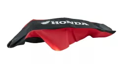 FUNDA ASIENTO LFM TORNADO CENTAURO NEGRA BORDE ROJO LOGO HONDA