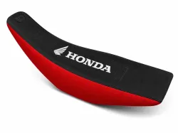 FUNDA ASIENTO LFM CENTAURO TORNADO NEGRA BORDE ROJO LOGO HONDA