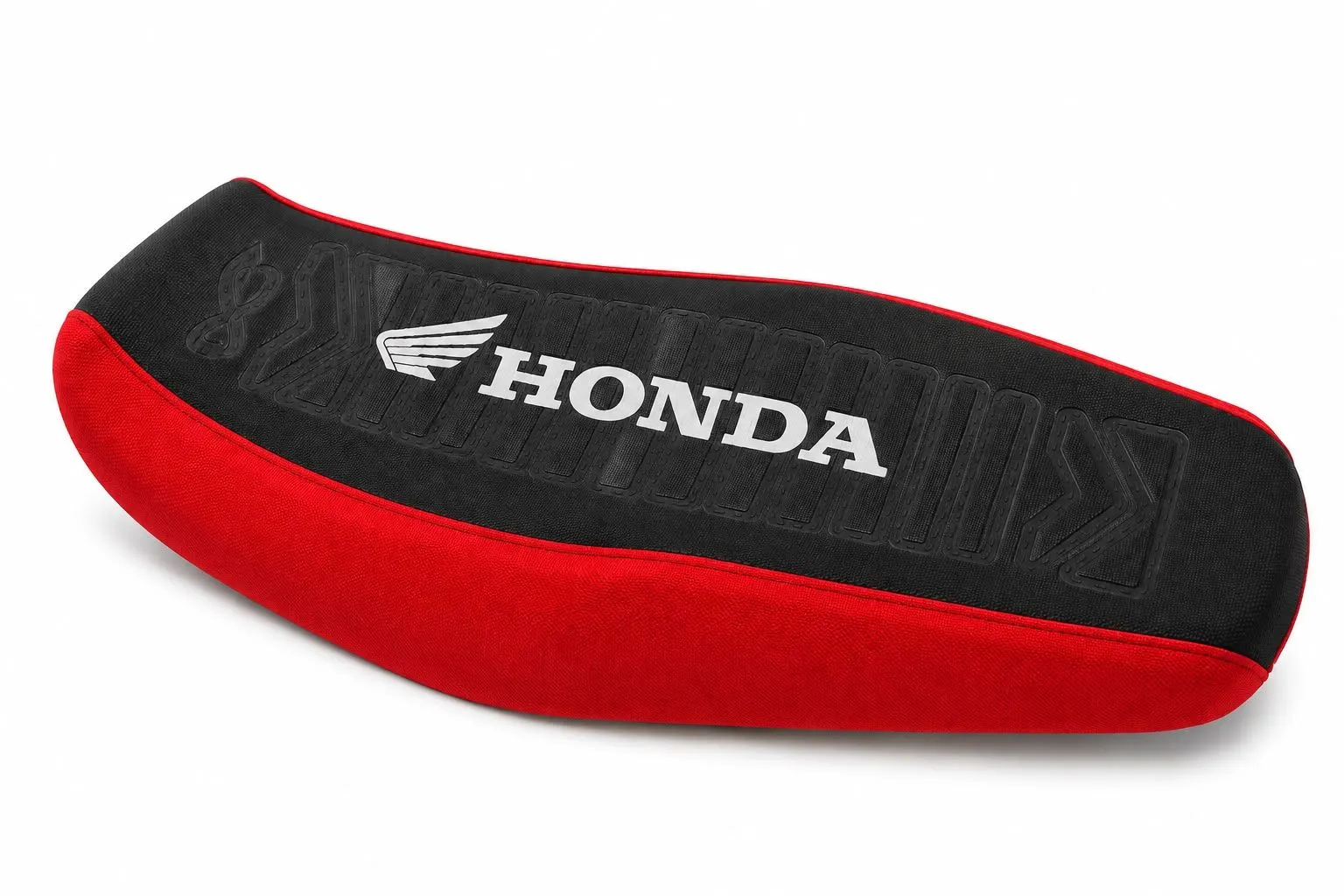 FUNDA ASIENTO LFM CENTAURO NEW TITAN NEGRA BORDE ROJO LOGO HONDA