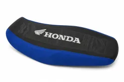 FUNDA ASIENTO LFM CENTAURO NEW TITAN NEGRA BORDE AZUL LOGO HONDA