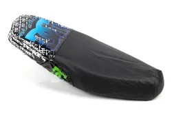 FUNDA ASIENTO LFM WAVE S CENTAURO NEGRA BORDE AZUL LOGO HONDA
