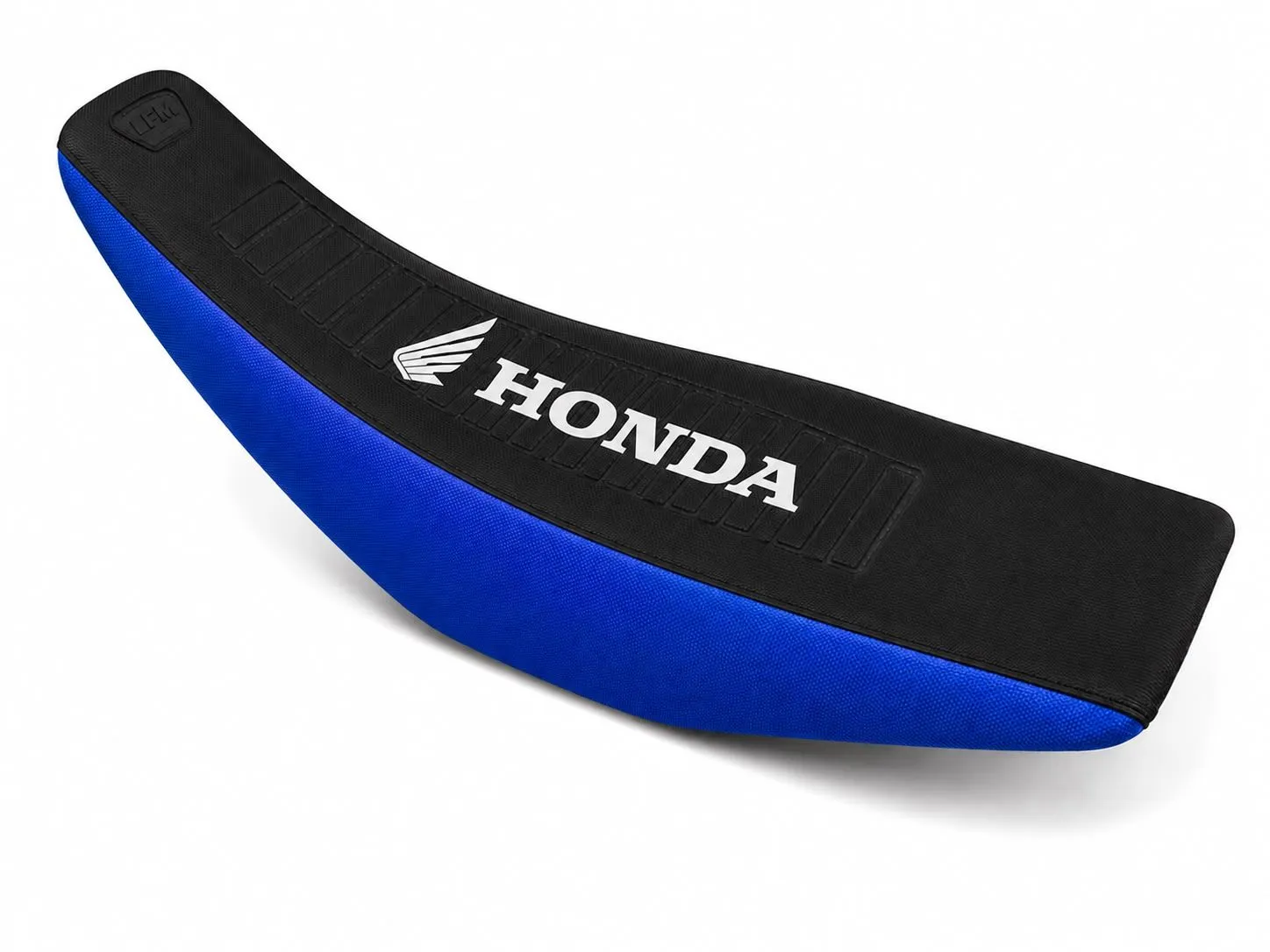 FUNDA ASIENTO LFM CENTAURO TORNADO NEGRA BORDE AZUL LOGO HONDA