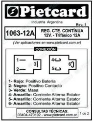REGULADOR PIETCARD 1063 TRIFASICO 12V GILERA QM125/ZTT200