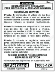 REGULADOR PIETCARD 1063 TRIFASICO 12V GILERA QM125/ZTT200