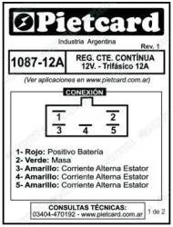 REGULADOR PIETCARD 1087 TRIFÁSICO 12V GUERRERO TRIP CORVEN