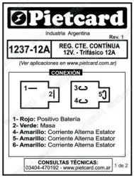 REGULADOR PIETCARD 1237 TRIFÁSICO GILERA SMASH 110 2005