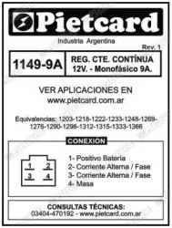 REGULADOR PIETCARD 1149-9A/1233 ZANELLA 4T/VENTO/ZB/MAVERICK