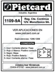 REGULADOR PIETCARD 1109-9A/1206/1208 MONDIAL HD/RD/IMSA TRACK/TROPHY