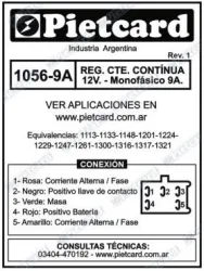 REGULADOR PIETCARD 1056/1113/1148 MONOFASICO 6A MAGISTER/MOTOMEL