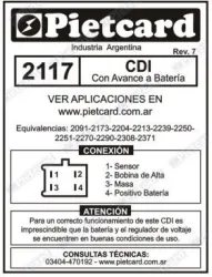 CDI PIETCARD 2117/2091/2173/2371 C/AVANCE A BATERIA 4PIN