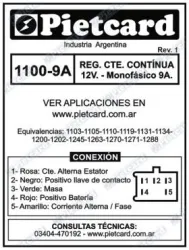 REGULADOR PIETCARD 1100-9A/1110/1202/1263 GILERA-RX 150
