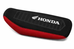 FUNDA ASIENTO LFM CENTAURO WAVE 2014 NEGRA BORDE ROJO LOGO HONDA