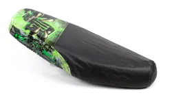 FUNDA ASIENTO LFM WAVE 2014 CENTAURO NEGRA BORDE AZUL LOGO HONDA
