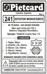 ESTATOR PIETCARD 241 NEW CRYPTON MONOFASICO 12 POLOS