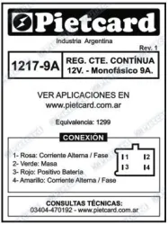 REGULADOR PIETCARD 1217-9A GUERRERO G110 FLASH/MOTOMEL SR 200/200 TCP