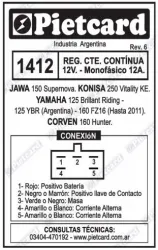 REGULADOR PIETCARD 1412 YBR 125 BRILLANT RIDING/YBR (ARGENTINA)