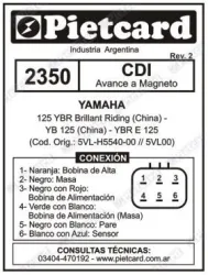 CDI PIETCARD 2350 ANALOGICO YAMAHA YBR 125