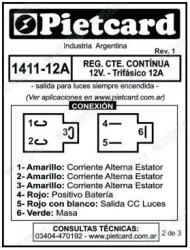 REGULADOR PIETCARD 1411-12A GILERA VS 110/TRIP G110 TRIF. 12A