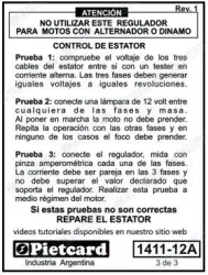 REGULADOR PIETCARD 1411-12A GILERA VS 110/TRIP G110 TRIF. 12A
