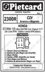 CDI PIETCARD 2300R HONDA STORM 125 (MOD. 2007/08)