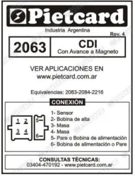 CDI PIETCARD 2063 WAVE /CGL 125/ STORM SDH/CBX 150 JAPÓN