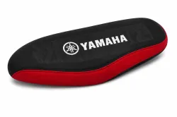 FUNDA ASIENTO LFM CENTAURO NEW CRYPTON NEGRA BORDE ROJO LOGO YAMAHA