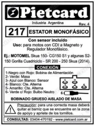 ESTATOR PIETCARD 217 MOTOMEL SKUA 150/ CG150 8 POLOS
