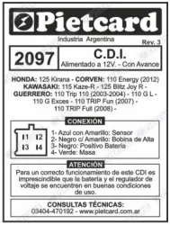 CDI PIETCARD 2097 GUERRERO TRIP 110 C/AVANCE A BATERIA