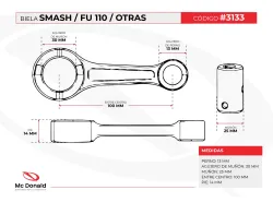 BIELA VINI GILERA SMASH / FU 110 / OTRAS  COMPLETA (LARGA)