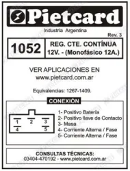 REGULADOR PIETCARD 1052/ 1409/1267  HONDA 125 STORM